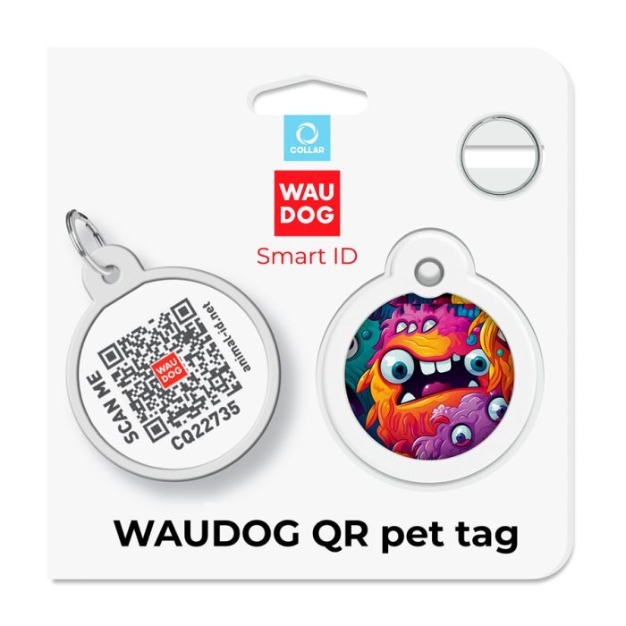 Адресник для животных WAUDOG Smart ID с QR паспортом "Зубастые монстры", круг 30 мм (230-4048) изображение 5