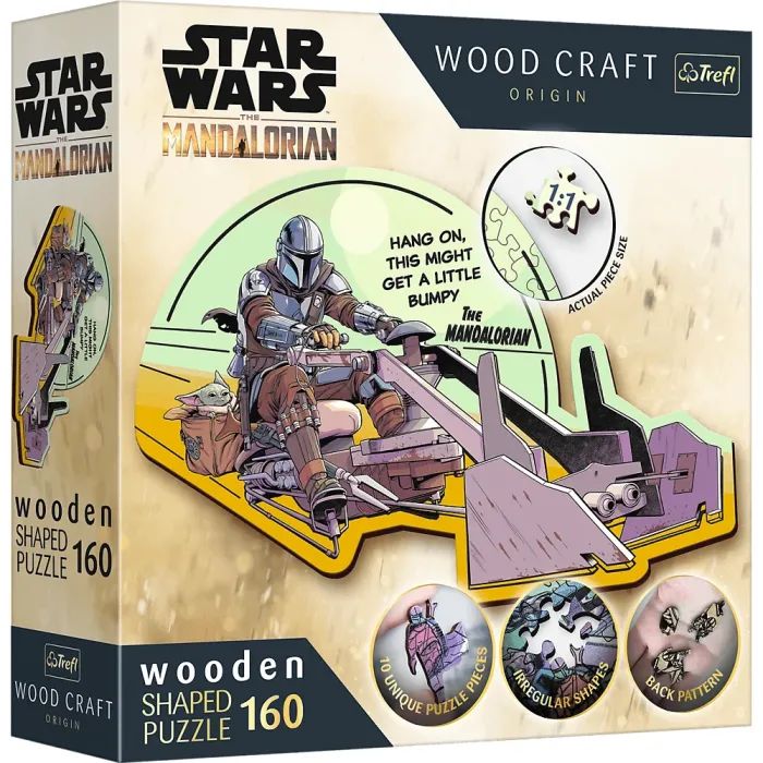 Пазл Trefl Wooden Star Wars Мандалорець - возз'єднайтеся 160 елементів (5900511201871)