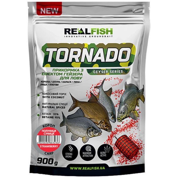 Прикормка Real Fish Торнадо Короп (Полуниця-Суниця) 0.9kg (809.00.44)