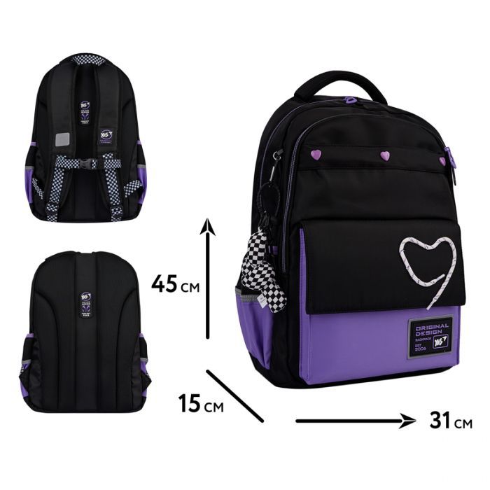 Рюкзак шкільний Yes Purple Hearts TS-48 (559923) зображення 2