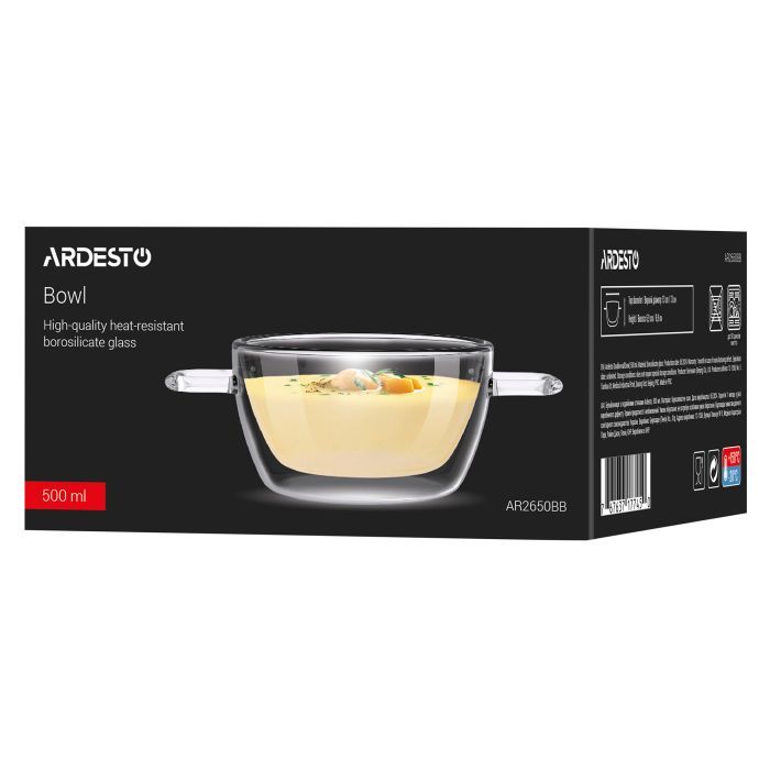 Бульйонниця Ardesto 500 мл боросилікатне скло прозора (AR2650BB) зображення 3