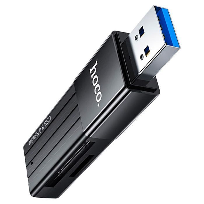 Считыватель флеш-карт HOCO USB3.0 to microSD, microSDHC, microSDXC, SD, SDHC, SDXC, HB20 Black (6931474735218)