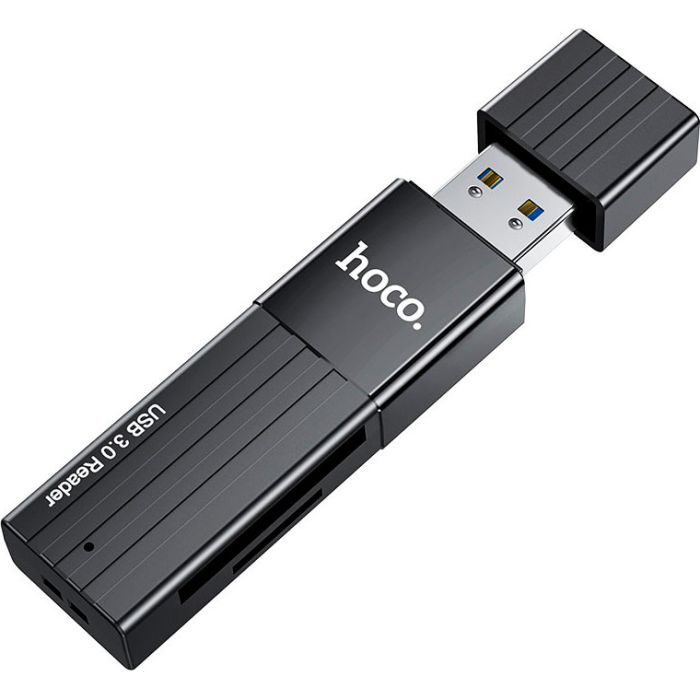 Считыватель флеш-карт HOCO USB3.0 to microSD, microSDHC, microSDXC, SD, SDHC, SDXC, HB20 Black (6931474735218) изображение 2