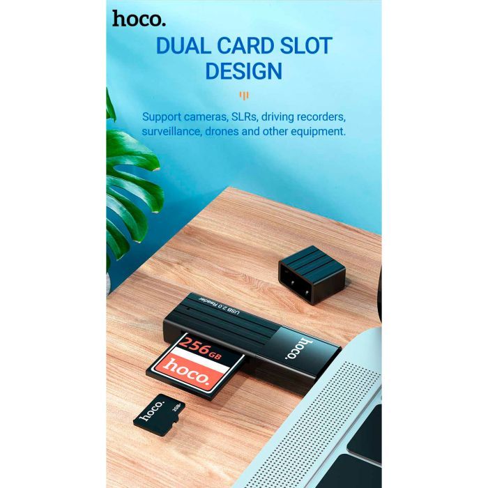 Считыватель флеш-карт HOCO USB3.0 to microSD, microSDHC, microSDXC, SD, SDHC, SDXC, HB20 Black (6931474735218) изображение 6