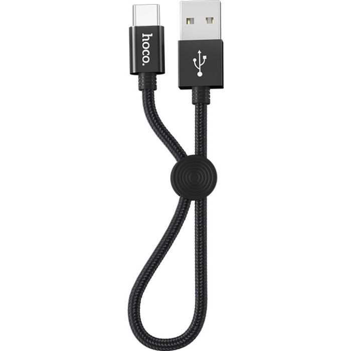 Дата кабель USB 2.0 AM to USB-C 0.25m 3A nylon X35 black HOCO (6931474707451)