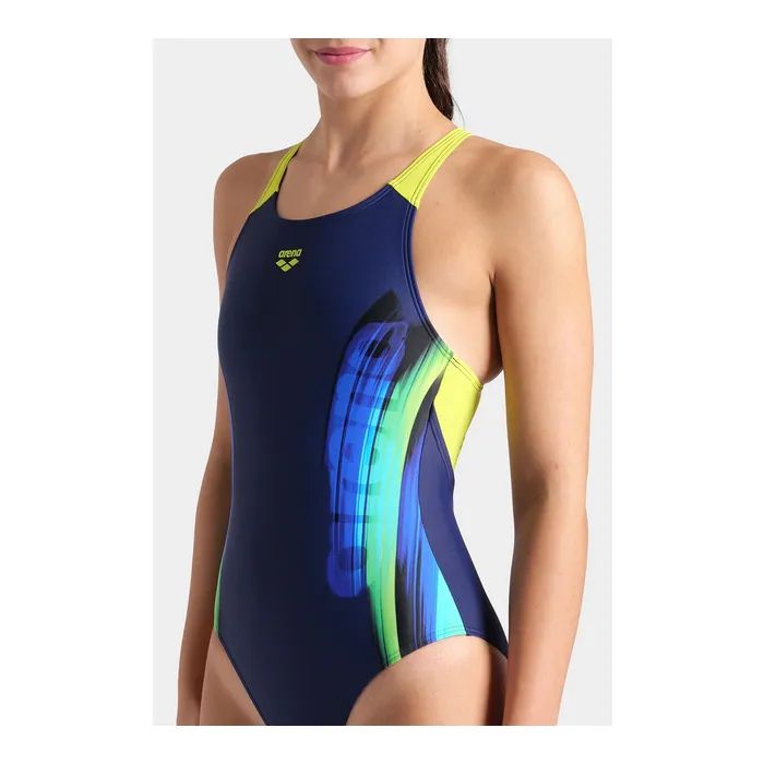 Купальник Arena Breath Swimsuit V Back Lb 008330-760 чорний, жовтий, зелений, синій 36 (3468337422037) зображення 3
