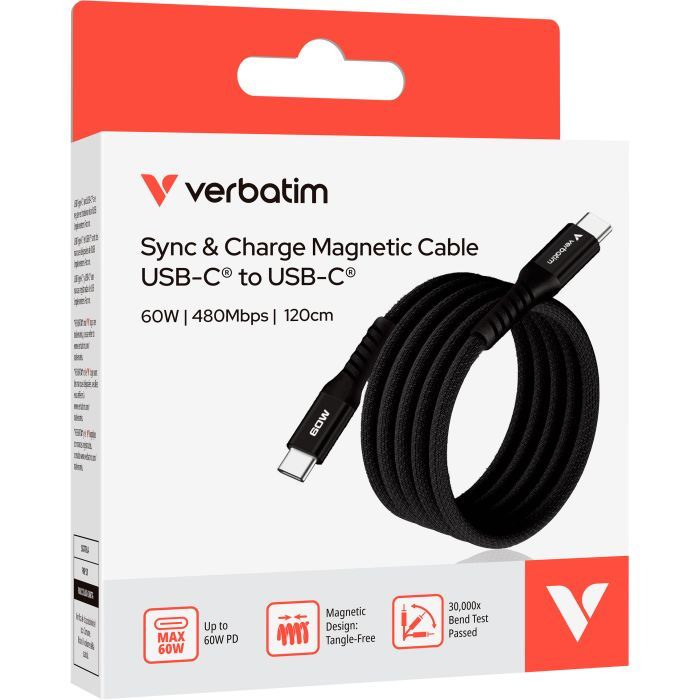 Дата кабель USB-C to USB-C 1.2m Magnetic 60W blue Verbatim (31852) зображення 3