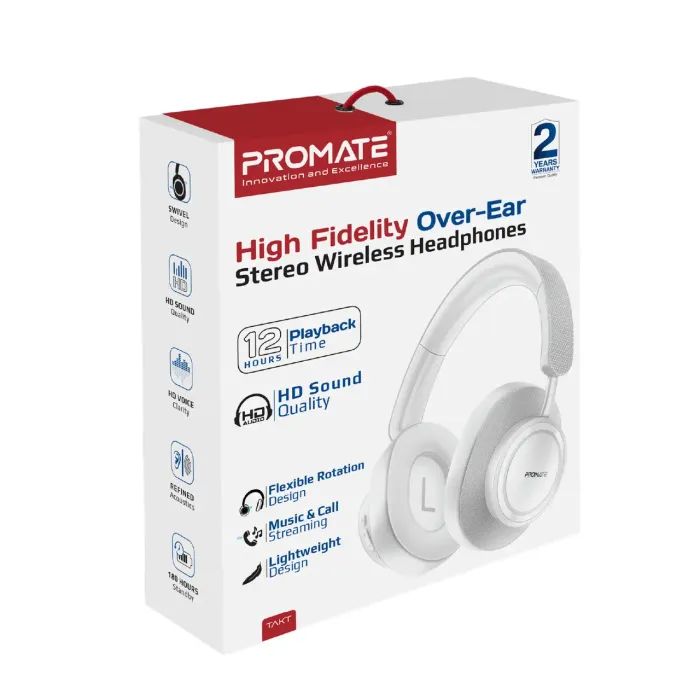 Навушники Promate Takt White (takt.white) зображення 2