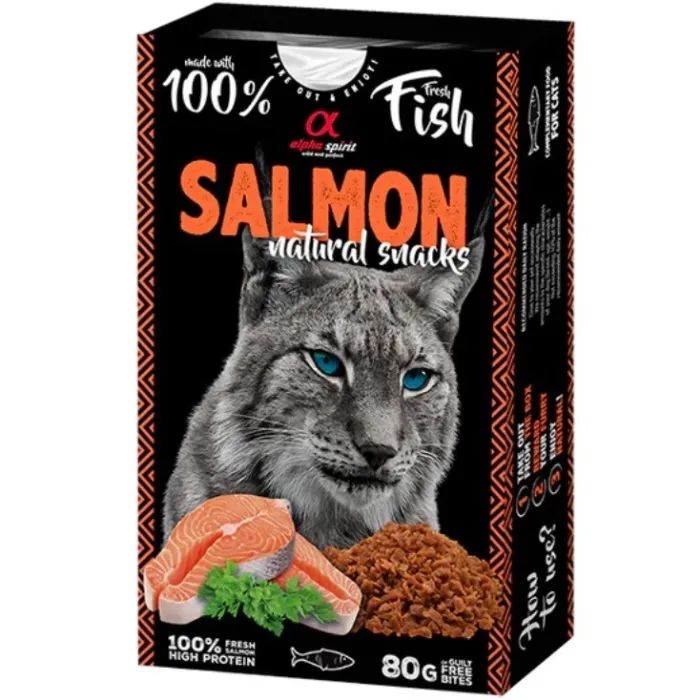 Лакомство для котов Alpha Spirit Cat Salmon Natural Snacks с лососем 80 г (8436586311773)