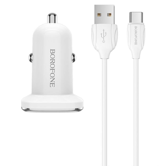 Зарядний пристрій BOROFONE BZ12A USB + cable USB to USB-C 1.0m White (BZ12A/TCW) зображення 3