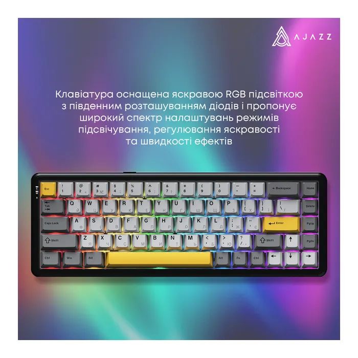 Клавиатура Ajazz AK680 MAX (8+8K) Magnetic Switch RGB Wireless/Bluetooth/USB Black (AK680-M-BGY-A) изображение 9 Клавиатура Ajazz AK680 MAX (8+8K) Magnetic Switch RGB Wireless/Bluetooth/USB Black (AK680-M-BGY-A) изображение 9