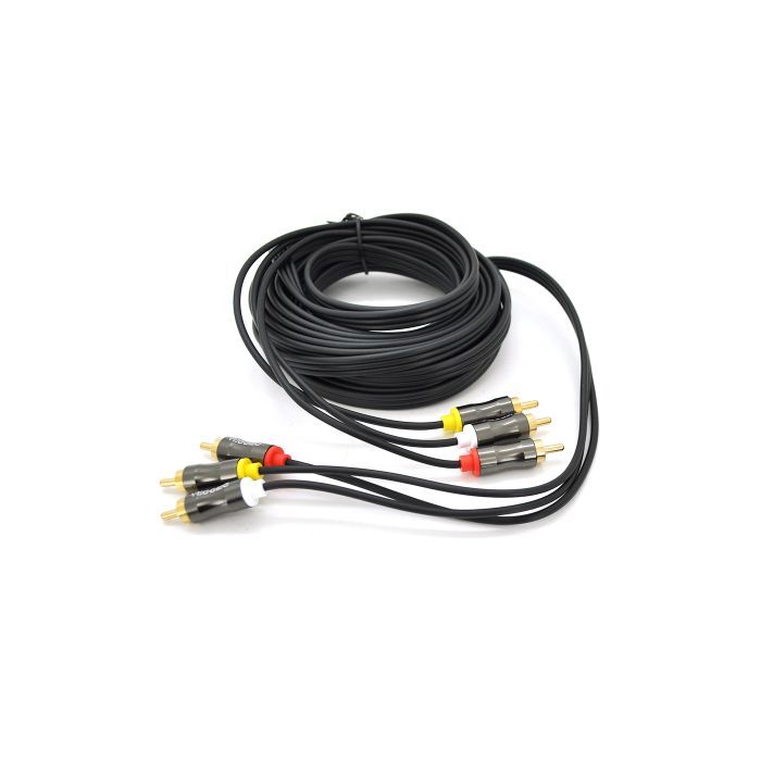 Кабель мультимедійний 3xRCA M to 3xRCA M 5.0m black VEGGIEG (YT-AV304)