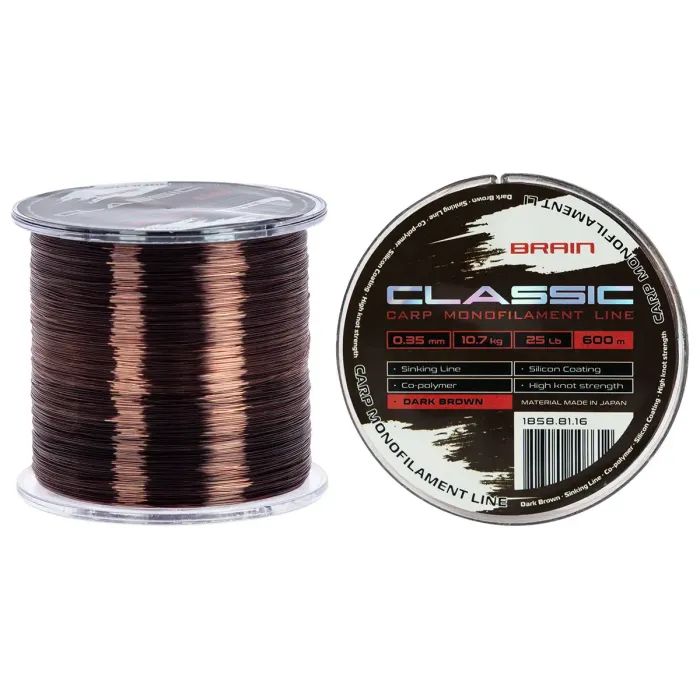 Леска Brain Classic Carp Line (dark brown) 600m 0.30mm 20lb 8.8kg (1858.81.15)