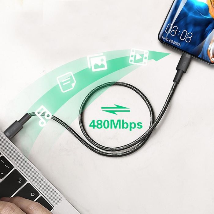 Дата кабель USB-C to USB-C 1.0m 100W braided black XO (NBQ199_С_Black) изображение 5
