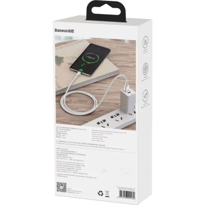 Дата кабель USB to USB-C 1.0m 6A 66W white Baseus (CAKF000102) изображение 4