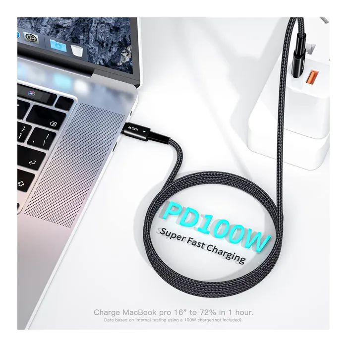 Дата кабель USB-C to USB-C 1.0m 100W black Essager (EXCTT1-CG01) изображение 3