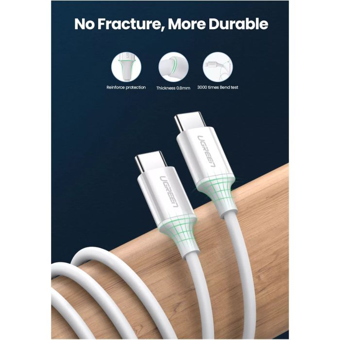 Дата кабель USB-C to USB-C 0.5m 3A 60W US264 white UGREEN (60517) зображення 2