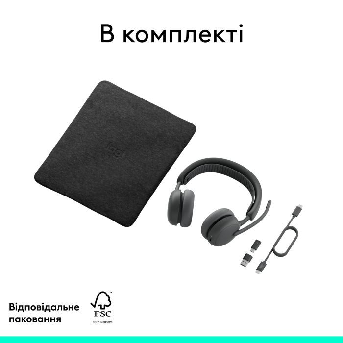 Наушники Logitech Zone Wireless 2 ES Busines Graphite (981-001498) изображение 11