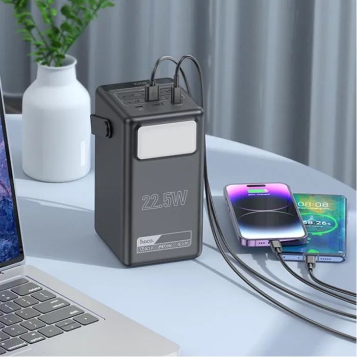 Батарея універсальна HOCO 100000mAh Endure 22.5W PD, QC, LED Lamp, Black (DB03 / 714721) зображення 9