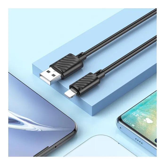 Дата кабель USB 2.0 AM to Lightning 1.0m 2.4A black HOCO (HC-X88-L-BK) зображення 3
