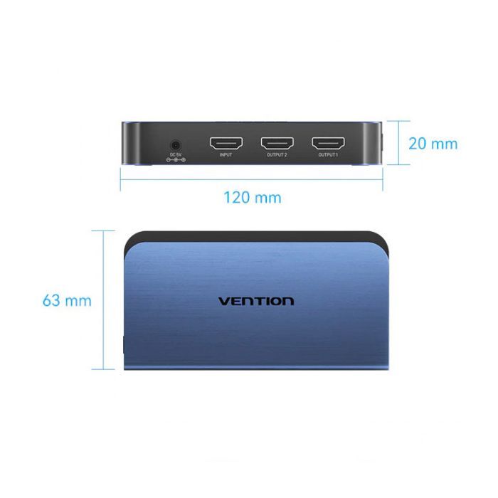 Спліттер Vention HDMI 2.0 UHD 4K 60Hz 3D, HDCP 1in x 2out ports (AKEL0-EU) зображення 2