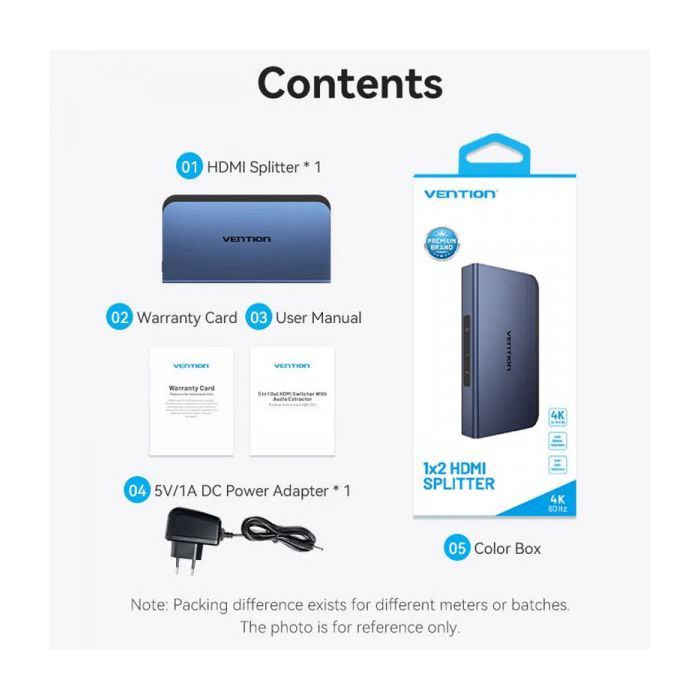 Спліттер Vention HDMI 2.0 UHD 4K 60Hz 3D, HDCP 1in x 2out ports (AKEL0-EU) зображення 3