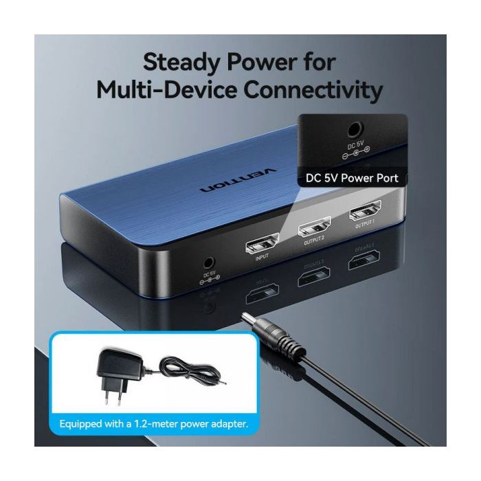 Спліттер Vention HDMI 2.0 UHD 4K 60Hz 3D, HDCP 1in x 2out ports (AKEL0-EU) зображення 8