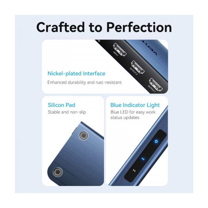 Спліттер Vention HDMI 2.0 UHD 4K 60Hz 3D, HDCP 1in x 2out ports (AKEL0-EU) зображення 9