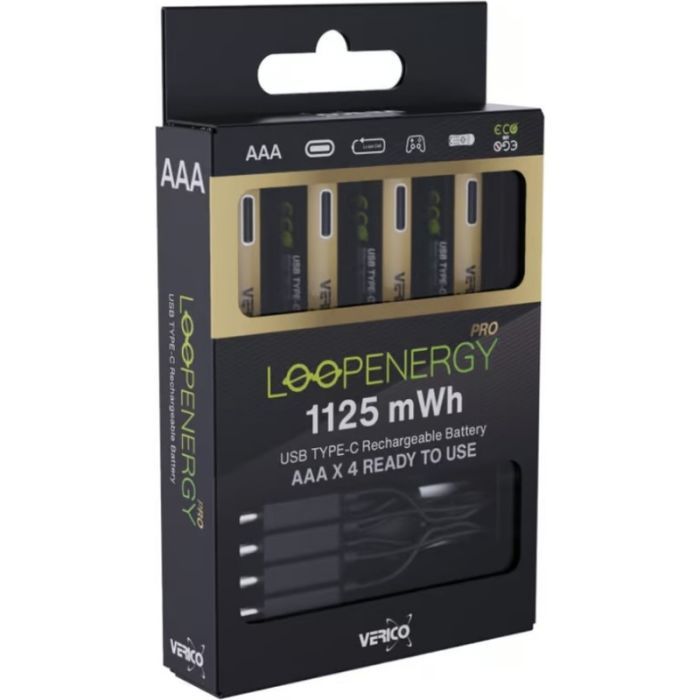 Акумулятор Verico AAA USB Type-C 750mAh/1125mWh-1.5V Li-ion 4шт./уп. (Loop Energy PRO) (1UDBT-A7WEAC-NN) зображення 6