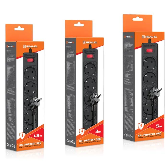 Сетевой фильтр питания REAL-EL RS-Protect 505, 3m, black (EL122300045) изображение 11