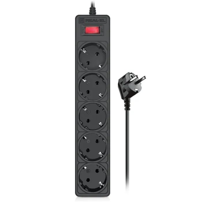 Сетевой фильтр питания REAL-EL RS-Protect 505, 3m, black (EL122300045)