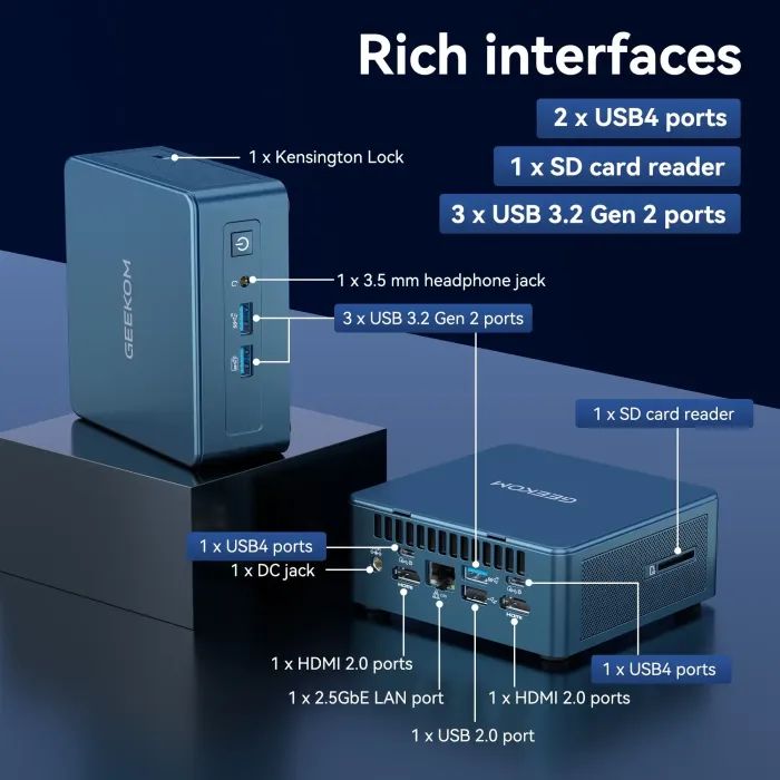Компьютер Geekom IT13 2026 Edition Mini PC / i9-13900HK, 16, 1TB, WIN11Pro (GMIT13I913900HK-161-EU) изображение 8