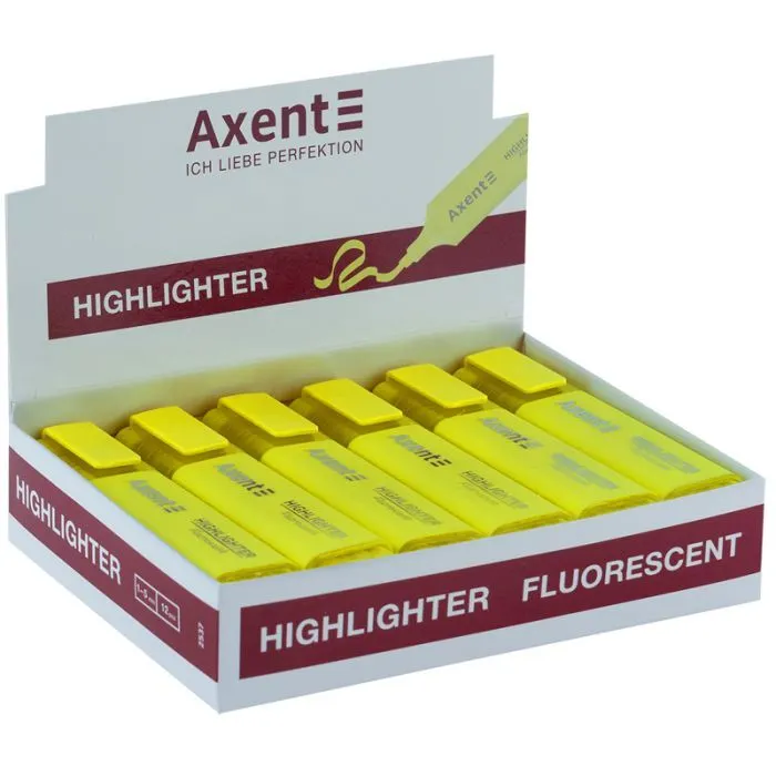 Маркер Axent Highlighter 2537-A, 1-5 мм клиноп. жовтий (2537-08-A) зображення 2
