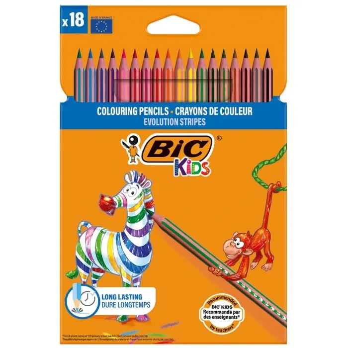 Карандаши цветные Bic Evolution Stripes 18 кольори (bc525439)