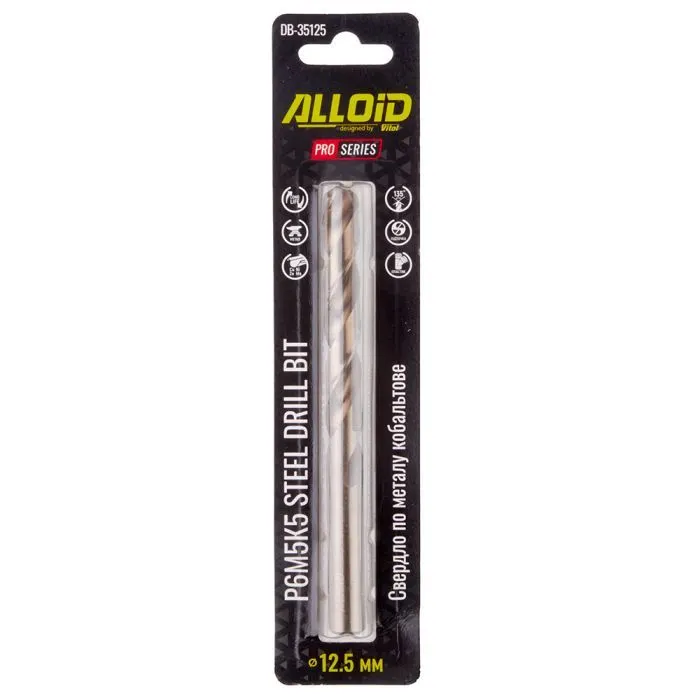 Сверло Alloid Pro, по металлу, кобальтовое, 12.5мм, Р6М5К5 (DB-35125) изображение 2