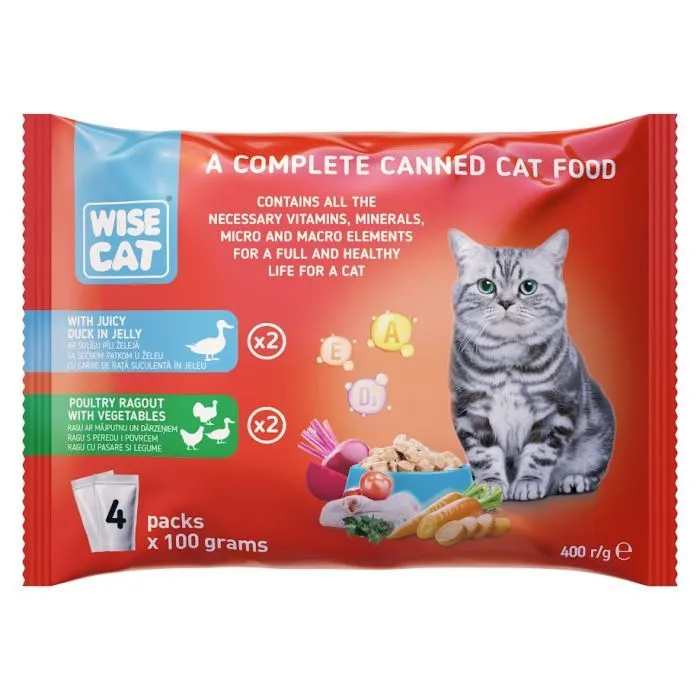 Влажный корм для кошек Wise Cat Duck&Ragout 400 г (4820111141869)