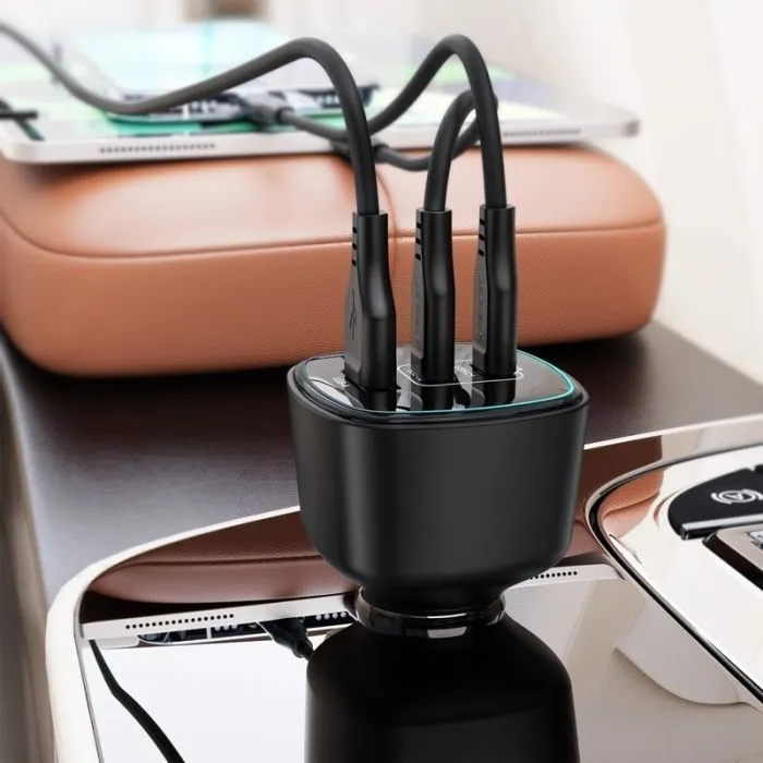 Зарядний пристрій Acefast 2xUSB-C + 1xUSB 200W car adapter (6974316285953) зображення 5