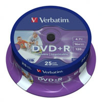 Фото - Оптичний диск Verbatim Диск DVD  4.7Gb 16X CakeBox 25шт Silver  43500 (43500)