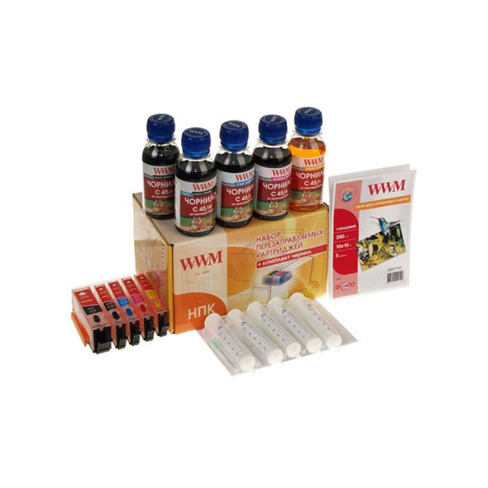 Комплект перезаправляемых картриджей WWM CANON MG5440/MG5540/MG6440 +chip (RC.CLI-451)
