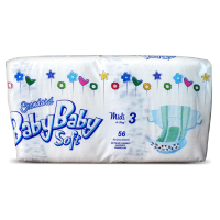 Подгузники BabyBaby Soft Standard Midi 3 (4-9 кг) 56 шт (8588004865631)