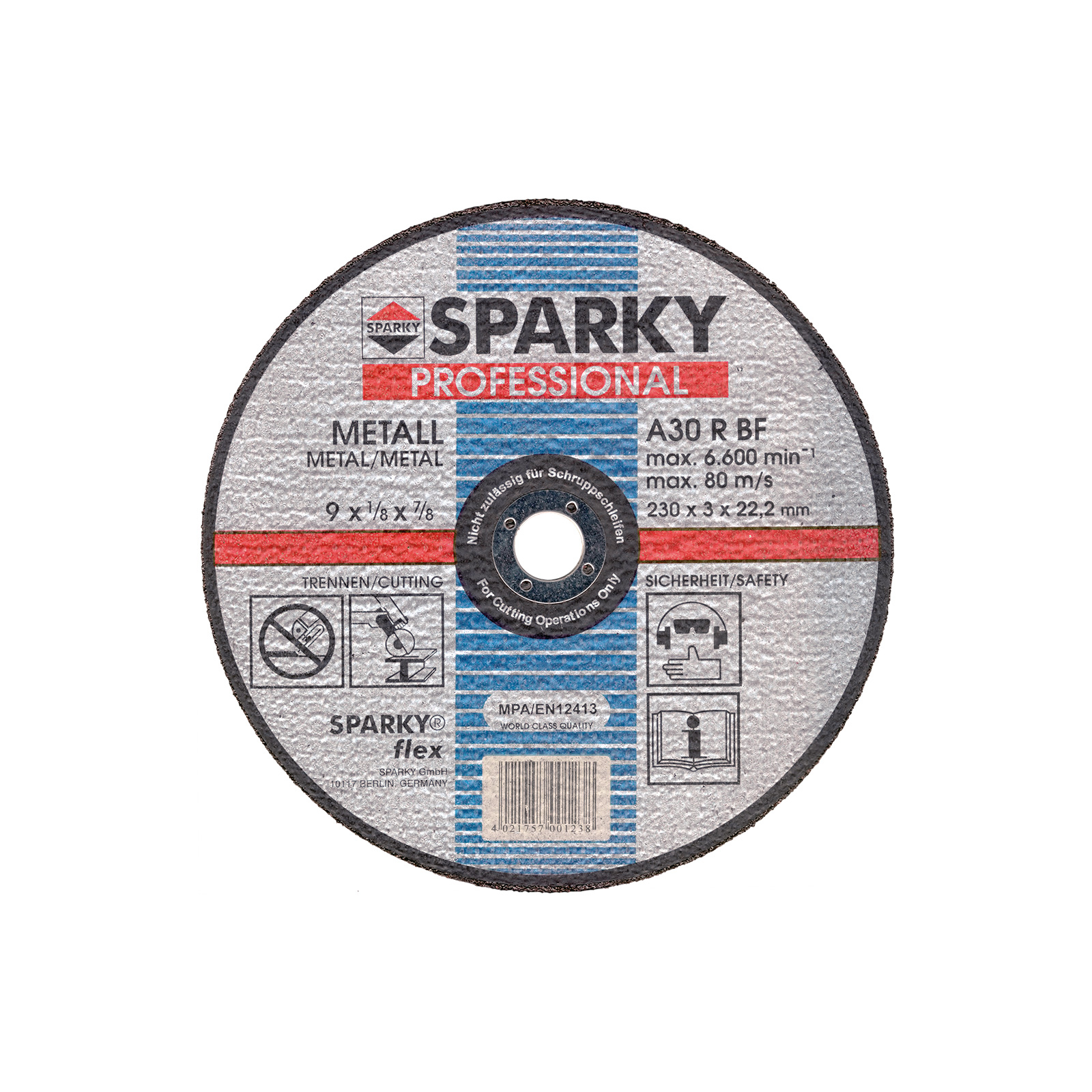 Круг відрізний Sparky отрезной 230x3x22.2 абразивный A 30 R по металу (20009560404)