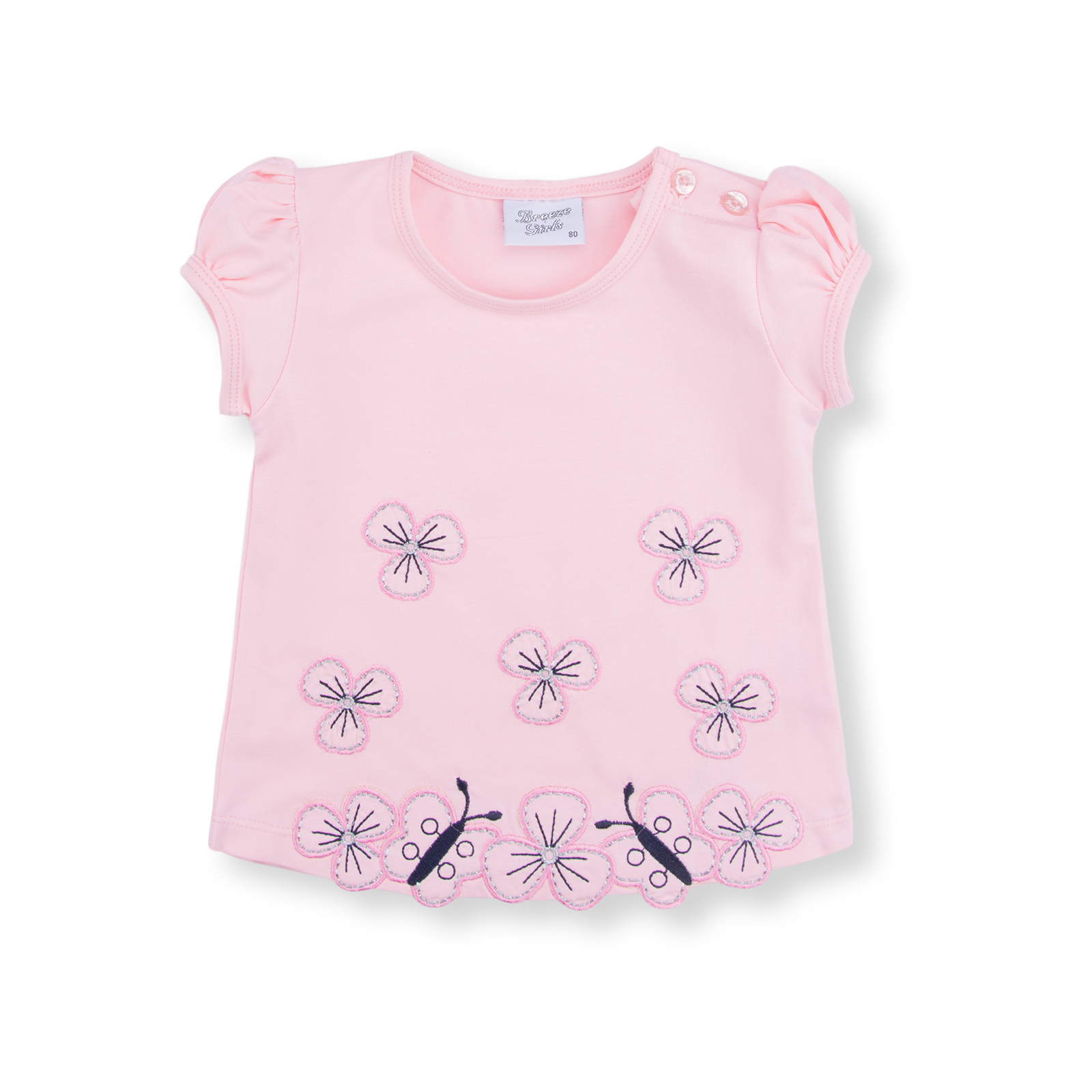 Набор детской одежды Breeze с вышитыми цветочками и бабочками (8882-80G-pink) изображение 2