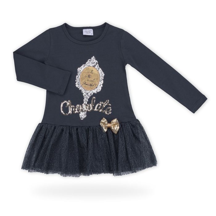 Платье детское Breeze с кружевной юбкой "Chocolate" (9637-92G-blue)