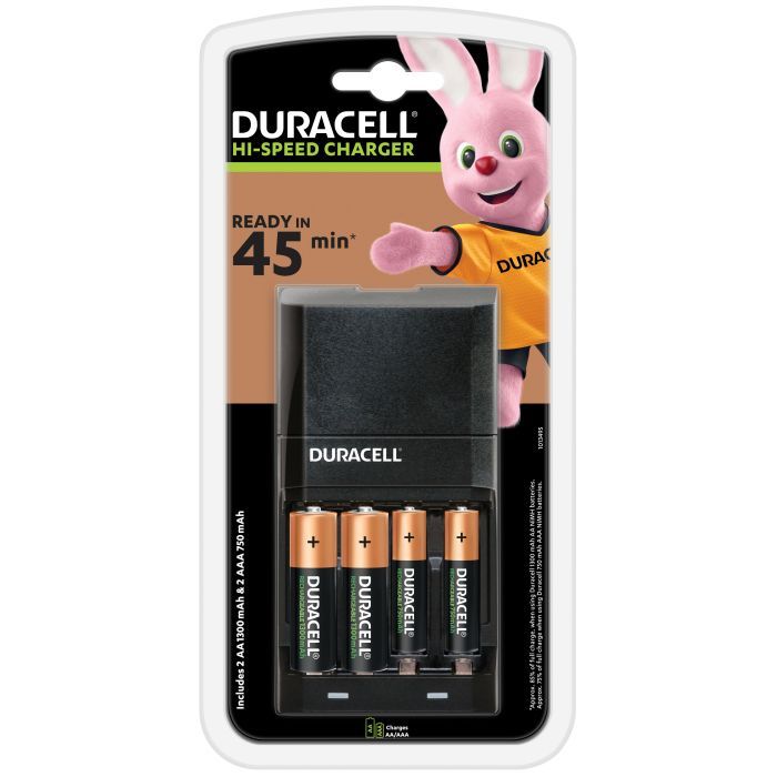 Зарядное устройство для аккумуляторов Duracell CEF27 + 2 rechar AA1300mAh + 2 rechar AAA750mAh (5001374) изображение 2