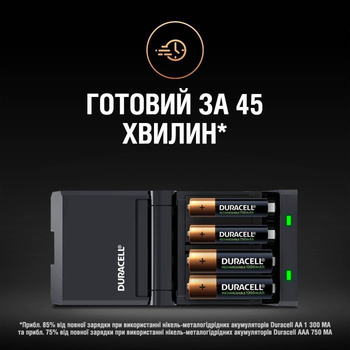 Зарядное устройство для аккумуляторов Duracell CEF27 + 2 rechar AA1300mAh + 2 rechar AAA750mAh (5001374) изображение 6