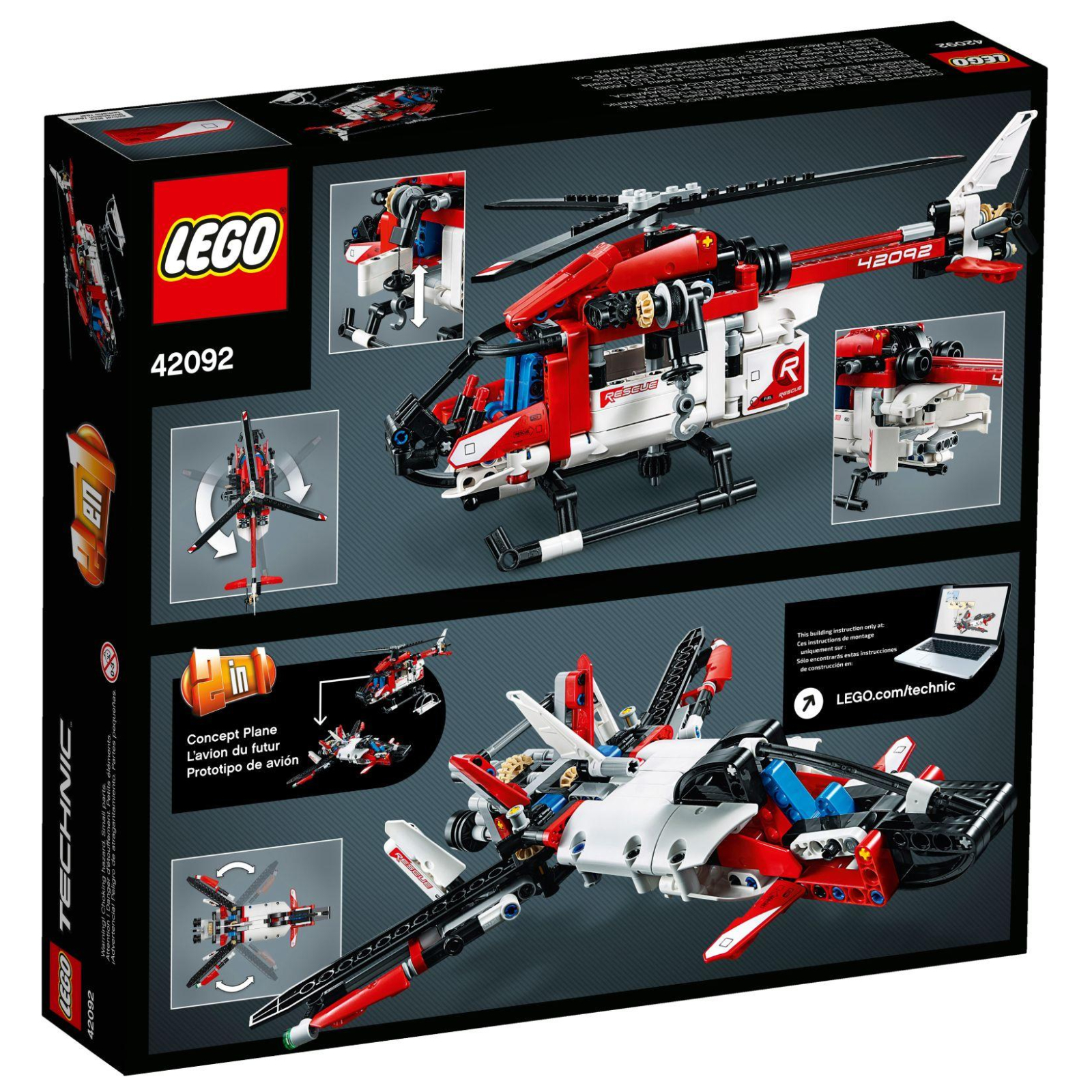Конструктор LEGO TECHNIC Спасательный вертолёт 325 деталей (42092) изображение 8