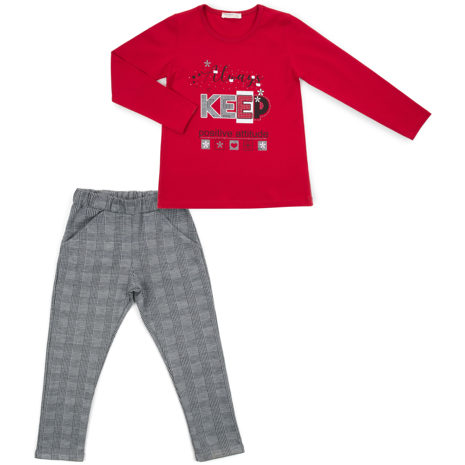 Набір дитячого одягу Breeze "ALWAYS KEEP POSITIVE ATTITUDE" (13591-128G-red)