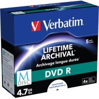 Диск DVD Verbatim 4.7GB 4x Printable M-Disc 5 Pack Jewel Case (43821)