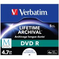 Диск DVD Verbatim 4.7GB 4x Printable M-Disc 5 Pack Jewel Case (43821) изображение 2