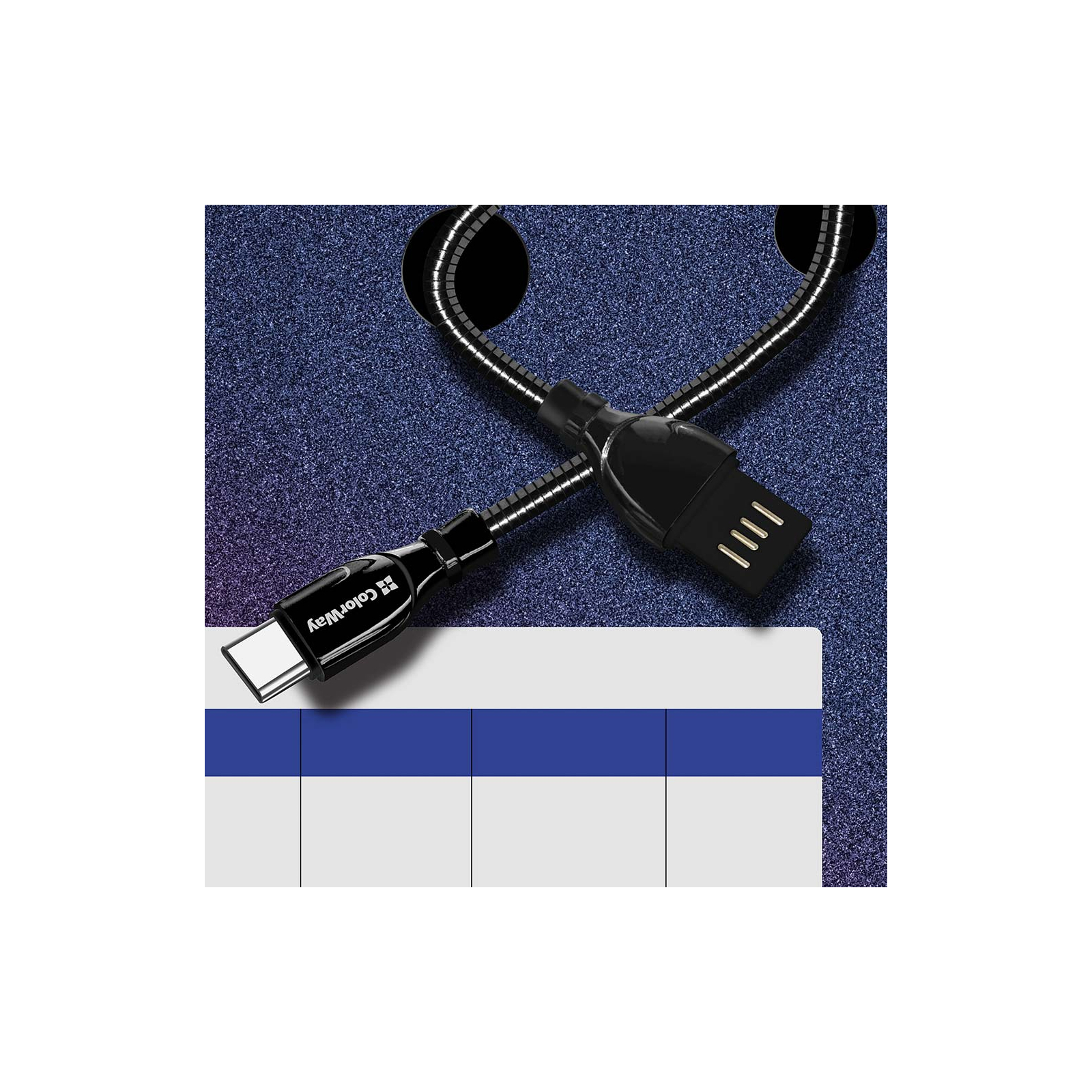 Дата кабель USB 2.0 AM to Type-C 1.0m metal spring black ColorWay (CW-CBUC015-BK) изображение 8